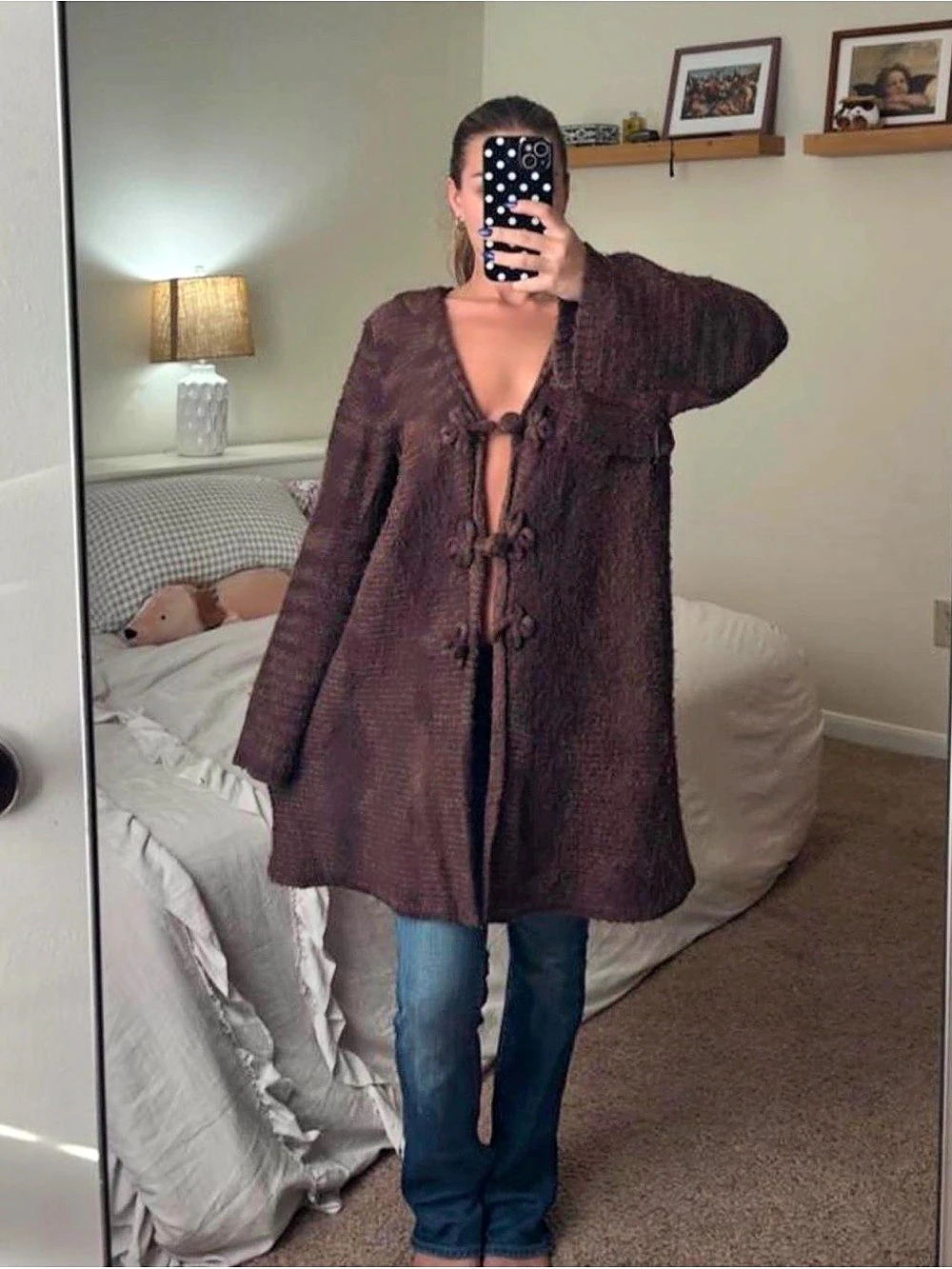 Chelsea & Violet Textured Knit Cardigan in Purple Size Large